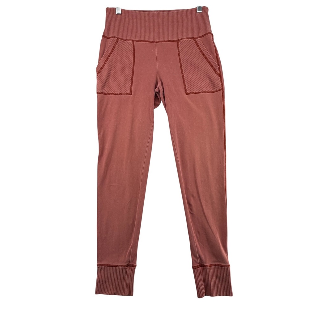 Aerie The Hugger Ribbed Pocket Joggers High Rise Womens Large Rust Dusty Rose